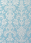 Preview: Die Brautkleidbox Tapestry Aqua hat ein edles Design mit silbernen Ornamenten.