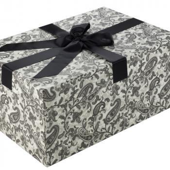 Brautkleidbox Paisley Black & White eignet sich hervorragend zur Brautkleidlagerung.