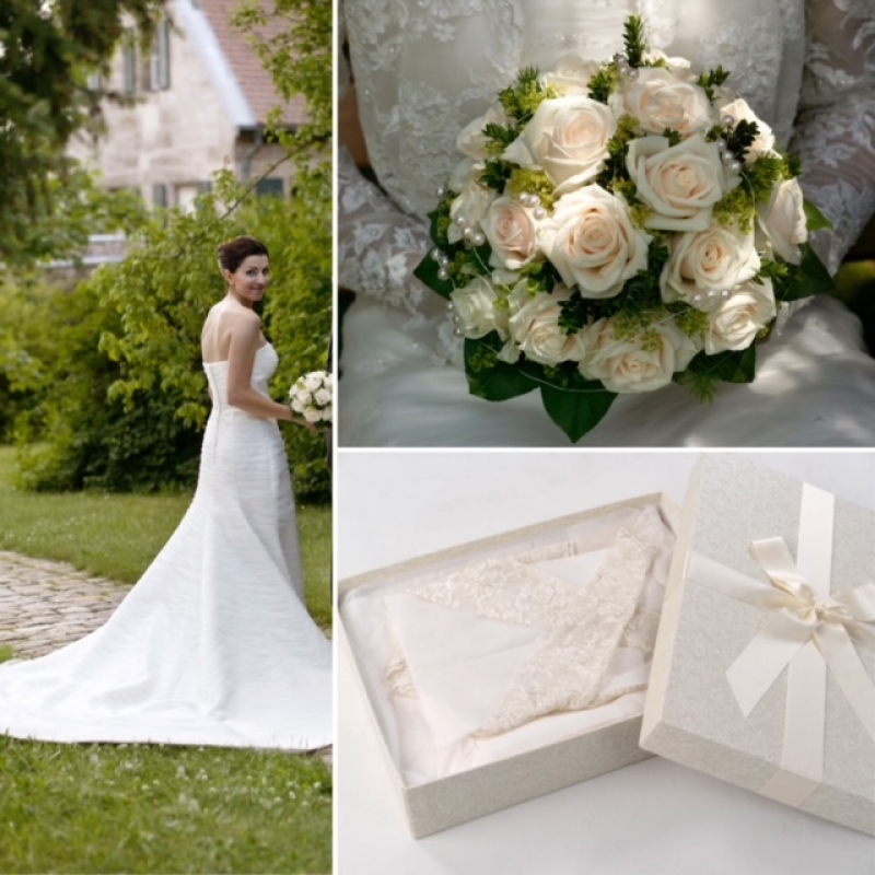 In der Box Boutique Brautkleidkarte können Sie alle Erinnerungen verbunden mit Ihrem Brautkleid festhalten.