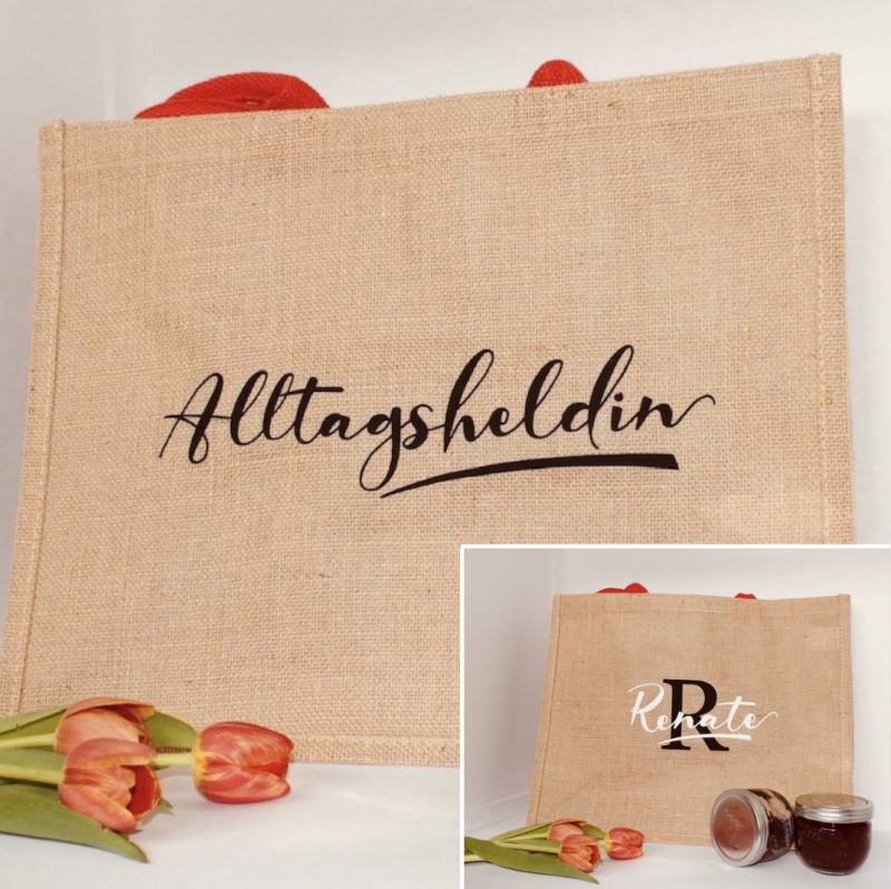 Jute Shopper maxi | Alltagsheldin + Initiale + Name